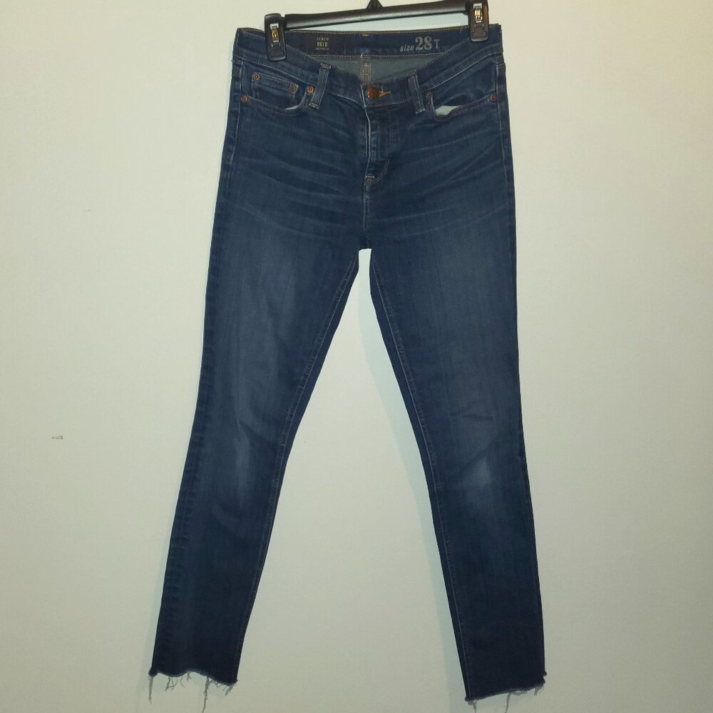 J CREW "REID" WOMENS JEANS 28 TALL DISTRESSED
